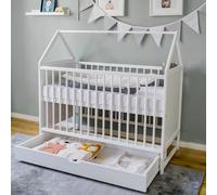Lettino per bambini Letto per bambini 60x120 cm con cassetto Lettino 120x60 cm bianco con cassetto, regolabile in altezza e trasformabile per bambini, bambine e ragazze dalla nascita a 3 anni