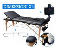 LETTINO PER MASSAGGI 3 ZONE NERO + PORTAROTOLO LETTINI DA MASSAGGIO PORTATILE