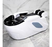 Lettino per shampoo da salone con massaggio intelligente e sollevamento automatico delle gambe, lettino per la bellezza della testa dalla forma unica e bianca per lo styling dei capelli