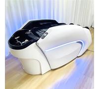 Lettino per shampoo da salone con tecnologia White, luce ambientale, massaggio completo del corpo, ciclo dell'acqua e sollevamento elettrico delle gambe per la spa della testa