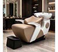 Lettino per shampoo, lettino spa per la testa con vasca in ceramica | Design ergonomico, similpelle, spugna ad alta densità, postazione per il lavaggio dei capelli(E)