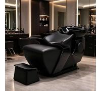Lettino per shampoo, lettino spa per la testa con vasca in ceramica | Design ergonomico, similpelle, spugna ad alta densità, postazione per il lavaggio dei capelli(D)