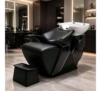 Lettino per shampoo, lettino spa per la testa con vasca in ceramica | Design ergonomico, similpelle, spugna ad alta densità, postazione per il lavaggio dei capelli(A)