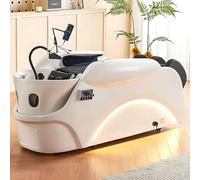 Lettino per shampoo portatile con riscaldamento e fumigazione della schiena, moderno lettino per massaggi Head Spa, include luce ambientale e supporto per telefono