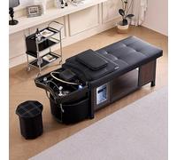 Lettino per shampoo professionale con riscaldamento e fumigazione, vasca multifunzionale per salone di bellezza per massaggi thailandesi, circolazione di acqua calda, nero