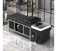 Lettino per trattamenti alla testa con ciclo dell'acqua per massaggio tailandese e shampoo multifunzionale intelligente per salone spa, nero