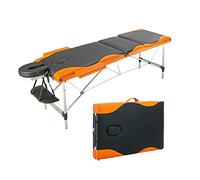 Lettino pieghevole a 3 sezioni, 185 x 60 x 81 cm, pieghevole, portatile, per spa e bodybuilding, lettino da spa, colore: nero