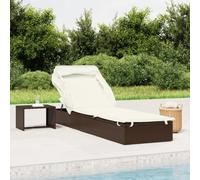 Lettino Pieghevole con Tetto Regolabile Marrone Polyrattan 213x63x97 cm, Sdraio da Giardino Piscina Balcone, Lounge Chair con Cuscino, Regolazione Multipla, Materiale Resistente alle Intemperie