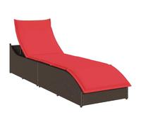 Lettino Pieghevole da Giardino con Cuscino e Portaoggetti, Sedia Relax Esterno Regolabile 3 Posizioni, Lounge Chair per Terrazza Piscina Spiaggia, Materiale Rattan PE Resistenti alle Intemperie