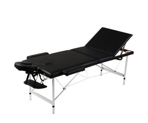 Lettino Pieghevole da Massaggio Nero 3 Zone con Telaio Alluminio