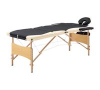 Lettino pieghevole per massaggi a 3 zone, struttura in legno, colore nero e | Poggiatesta e braccioli regolabili, altezza regolabile, imbottitura spessa in schiuma, resistente all'olio e