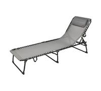 Lettino pieghevole XL Relax con cuscino, grigio scuro, 190 x 60 cm, con schienale regolabile in 5 posizioni, per piscina, giardino, campeggio, terrazza, pieghevole