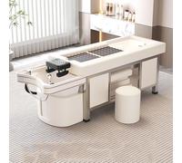 Lettino portatile per lavaggio capelli con sauna, pediluvio con moxibustione e sistema di ciclo dell'acqua - Bianco