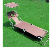 Lettino Prendisole Abbronzante Pieghevole e Leggera, Spiaggina Mare da Giardino Reclinabili con Foro for Il Viso, for Spiaggia, Piscina, Pesca, Bagni di Sole, Campeggio
