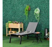 Lettino Prendisole Alluminio Sdraio da Giardino Grigio e Nero
