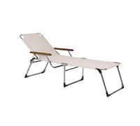 Lettino Prendisole Amigo con Braccioli Beige/ Bianco