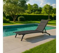 Lettino da Giardino Piscina con Ruote Prendisole Reclinabile Alluminio Cleopas