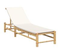Lettino Prendisole con Cuscini 55x199x30 cm in Bambù Naturale per Giardino Piscina Terrazza, Letto da Sole Regolabile con Cuscino Imbottito Morbido, Durevole e Resistente agli Relax Outdoor Estivo