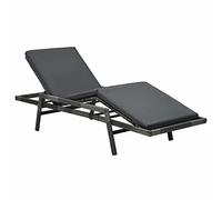 Lettino prendisole con cuscino, in polyrattan, grigio, per giardino, terrazza, balcone