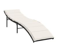 Lettino Prendisole con Cuscino in Polyrattan Nero 55x199x50 cm Regolabile per Esterno con Schienale a 3 Posizioni, Resistente UV e Acciaio Zincato per Giardino Terrazza Piscina, Carico Massimo 110 kg
