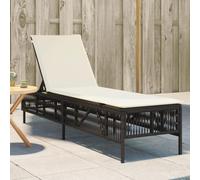 Lettino Prendisole con Cuscino Marrone in Polyrattan, Chaise Lounge Outdoor con 5 Posizioni Regolabile, Polyrattan Resistenti alle Intemperie, Comodo Lettino da Giardino per Terrazza Piscina