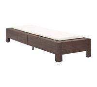 Lettino Prendisole con Cuscino Marrone in Polyrattan, Sdraio Regolabile per Piscina Giardino Balcone, Poltrona Relax in PE Rattan con Cuscino Imbottito Rimovibile, Morbido Struttura in Acciaio
