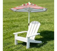 Lettino Prendisole con Ombrellone Staccabile per Bambini, Lettino di Legno | Per Esterno, Giardino, Terrazza, all'Aria Aperta(Red)