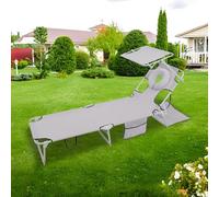 Lettino Prendisole con Tettuccio Parasole con Foro for Il Viso, Sdraio da Giardino da Campeggio Pieghevole Leggera for Spiaggia, Piscina, Patio, Prato, Cortile