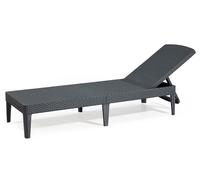 ALLIBERT Lettino Prendisole da Giardino in Resina effetto Rattan 187x58x29h cm colore Grafite - 133825 Jaipur