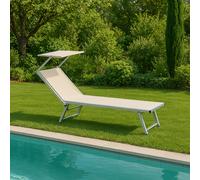 Lettino Sdraio Prendisole in alluminio con parasole pieghevole da mare giardino