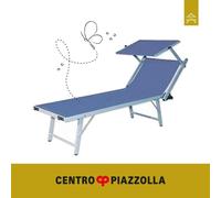 LETTINO PRENDISOLE DA GIARDINO IBIZA BLU CON TETTUCCIO 186X59X36 CM