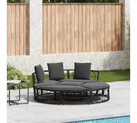 vidaXL Lettino Prendisole Esterno senza Tetto Nero in Polyrattan