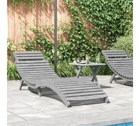 Lettino Prendisole Grigio 184x55x64 cm Legno Massello di Acacia, Sun Lounger for Outdoor Garden Poolside, Comfortable Reclining Chair with Adjustable Backrest, Durable Wood Furniture for Relaxation