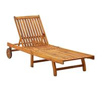 Lettino prendisole in legno massiccio di acacia, trattato con olio, durevole lettino da giardino per terrazza e giardino, perfetto per rilassarsi all'aperto