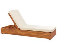 Lettino prendisole legno chiaro con cuscino bianco sporco FANANO
