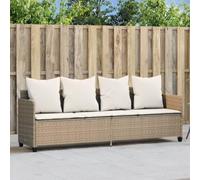Lettino Prendisole Outdoor con Cuscini Beige in Polyrattan, Chaise Lounge con Schienale Regolabile, Poltrona Relax per Giardino Piscina Spiaggia, Resistenti alle Intemperie e Facile Pulizia