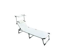 Lettino Da Mare Pieghevole Con Parasole In Alluminio 2x1 Bianco