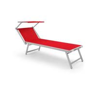 Lettino Prendisole Pieghevole Professionale In Alluminio E Tessuto Textilene Tettuccio Orientabile Tettino Parasole Sdraio Prendi Sole Mare Spiaggia Piscina Giardino 182 x 60 x 38 cm Rosa