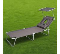 Lettino Prendisole Pieghevole, Sdraio da Giardino da Esterno con Posizione Regolabile, Lettino da Campeggio for Esterno, Spiaggia, Campeggio, Piscina, Prato