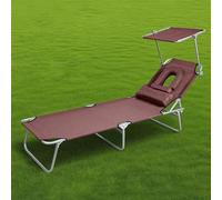 Lettino Prendisole Pieghevole, Sdraio da Giardino da Esterno con Posizione Regolabile, Lettino da Campeggio for Esterno, Spiaggia, Campeggio, Piscina, Prato