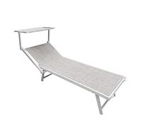 Lettino Prendisole Professionale Pieghevole e Impilabile con Parasole Regolabile, Schienale Reclinabile 2 Posizioni, Struttura in Alluminio, Tessuto Impermeabile UV Resistente, Portata 110 Kg - Grigio