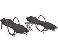 LETTINO PRENDISOLE VIDAXL 2 Pezzi Con Tavolino Grigio In Polyrattan