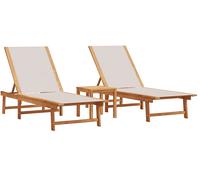 LETTINO PRENDISOLE VIDAXL 2 Pezzi E Tavolo Grigio Legno Acacia/Textilene