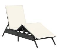 vidaXL Lettino Prendisole con Cuscino Nero in Polyrattan
