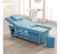 Lettino professionale per salone di bellezza, shampoo multifunzionale e lettino per massaggi thailandesi con sgabello, blu