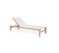 Bizzotto Lettino prendisole con ruote SKIPPER NEW in alluminio effetto legno e textilene bianco