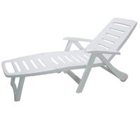 Lettino Resina Cancun Bianco Con Ruote, 72X190X60Cm