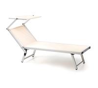 Lettino Sdraio Alluminio Mare Professionale Beach Telo textilene 1000 gr Ecru