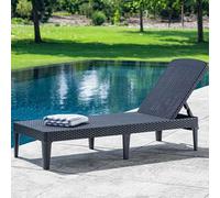 ALLIBERT Lettino Prendisole da Giardino in Resina effetto Rattan 187x58x29h cm colore Grafite - 133825 Jaipur