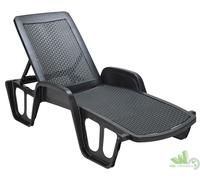 Lettino prendisole sedia sdraio con schienale reclinabile effetto rattan antraci